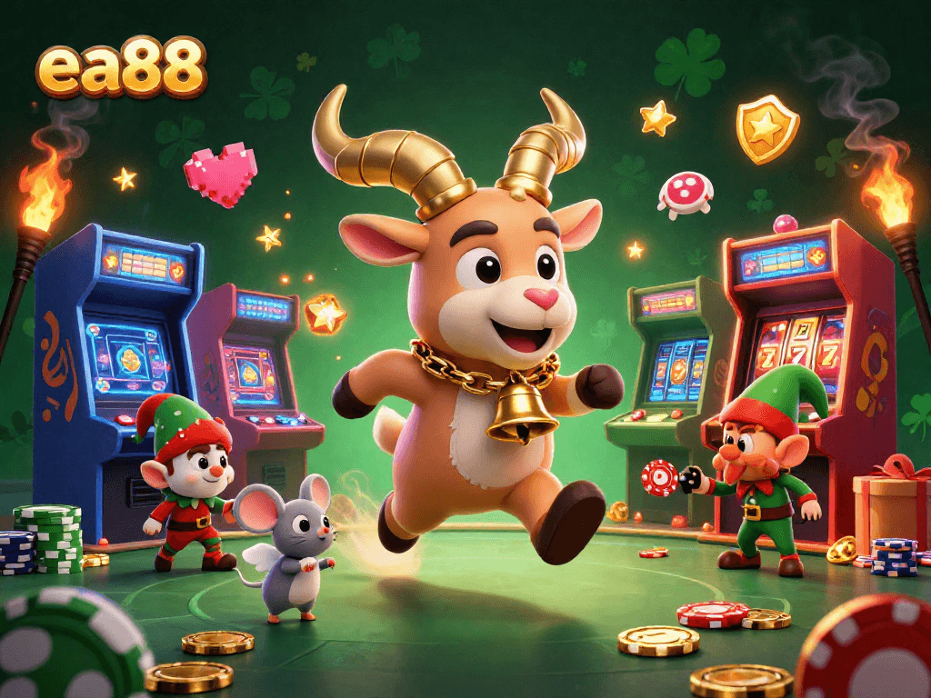Join the festive chaos at the ea88 casino, where Krampus, an angel mouse, and elf gremlins bring excitement and fun!