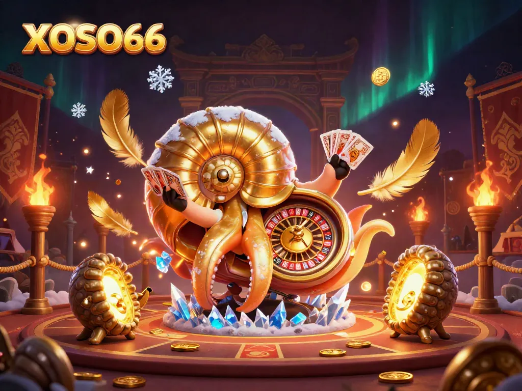XOSO66 engages players with a vibrant casino experience featuring an ancient nautilus roulette wheel.