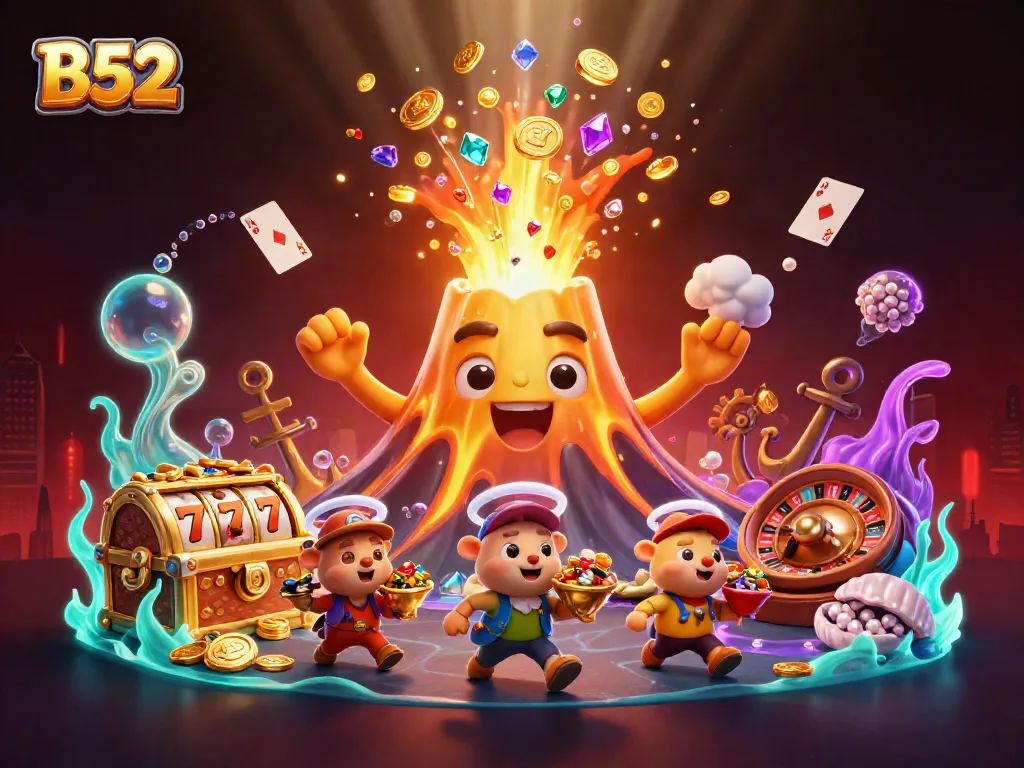 Experience B52 gaming excitement with vibrant treasures and casino elements in a lively underwater scene.