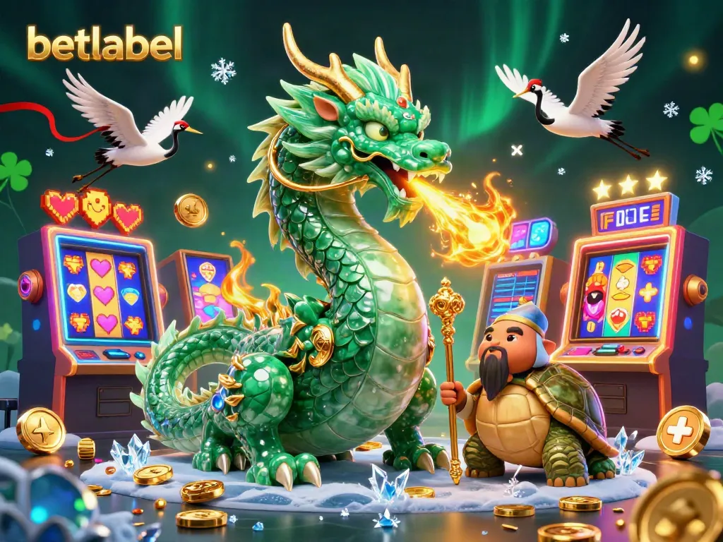Experience the thrill of betlabel's casino with a vibrant 3D dragon and lucky symbols