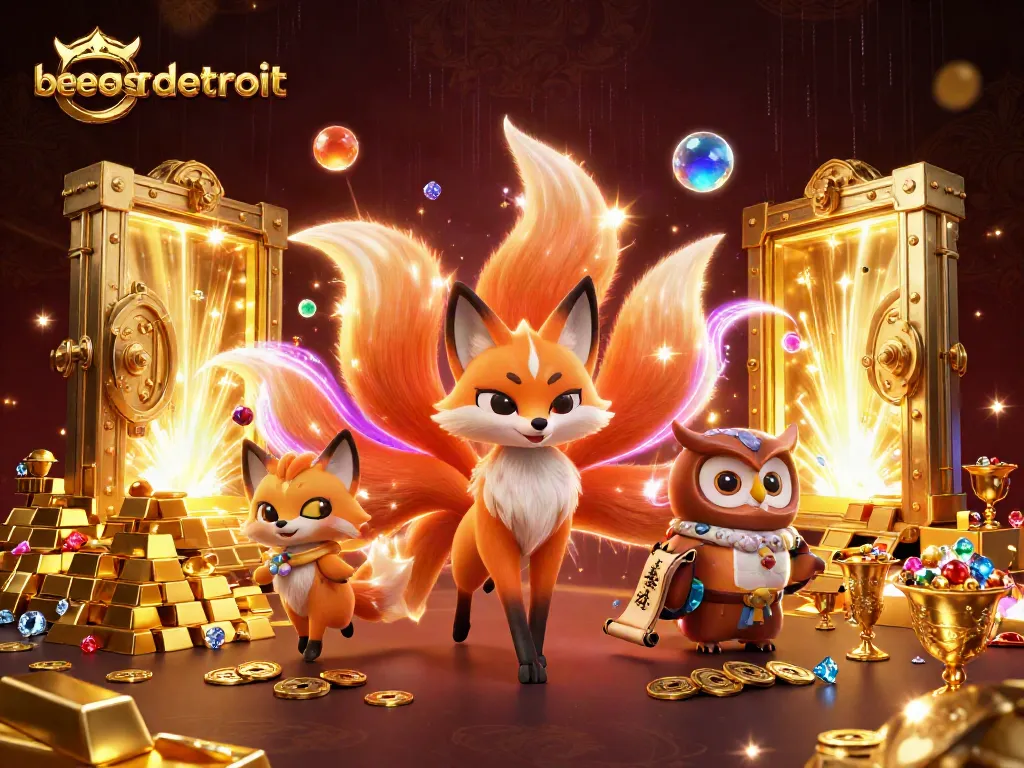 Experience the magical realms of beasdetroit as you win treasures in this vibrant 3D casino illustration.