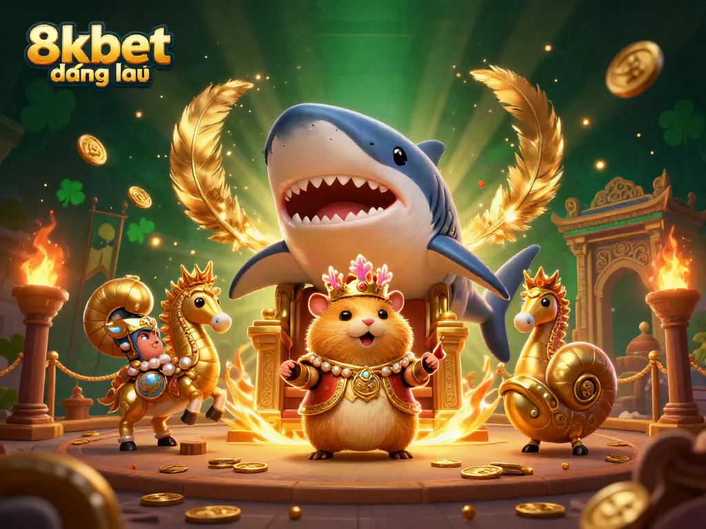 Experience the vibrant world of online betting with 8xbet đăng nhập's golden hamster king and his seahorse guards.