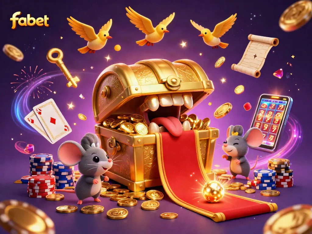 Engage with fabet's thrilling casino experience featuring the treasure chest and golden elements.